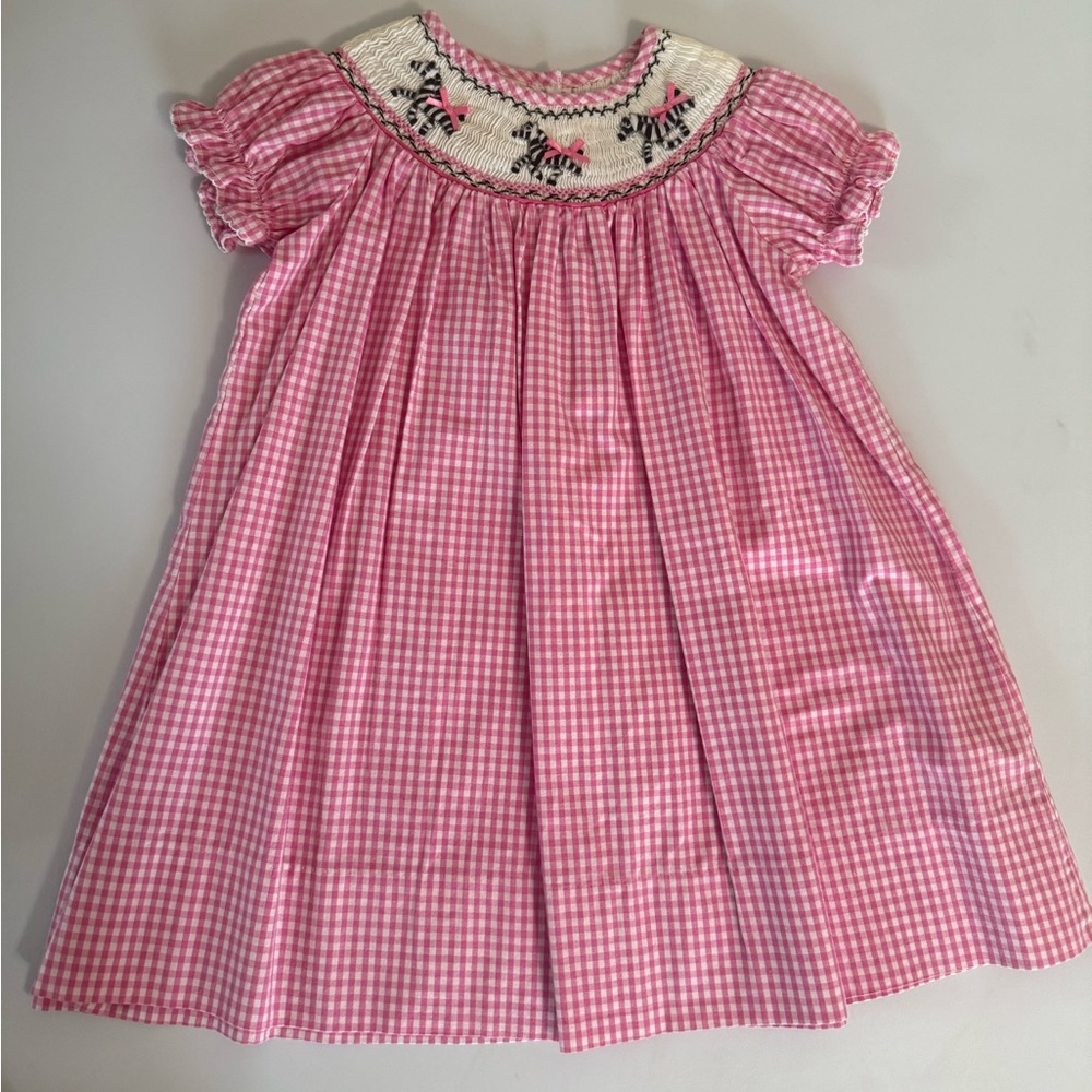 Pink Gingham Smocked Dress